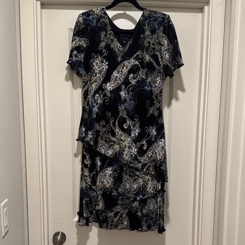 Connected Apparel Black and Blue Asymmetrical Dress